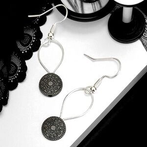 5 For $25💫Grunge Gunmetal Medallion Dangles Earrings